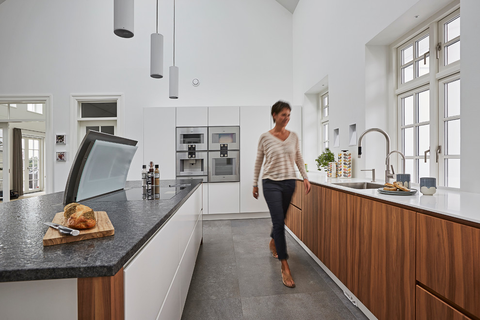 This is an example of a scandi kitchen in Aalborg.