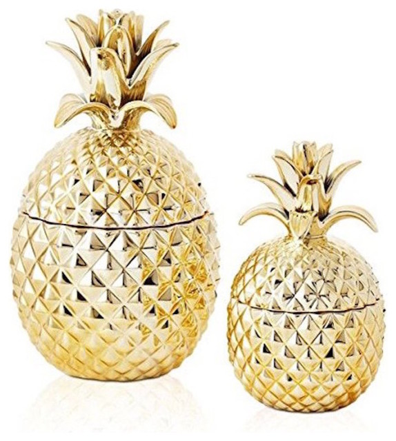 Pineapple Jars With Lids, 2Piece Set Tropical Kitchen Canisters And Jars by JuiceBlendDry