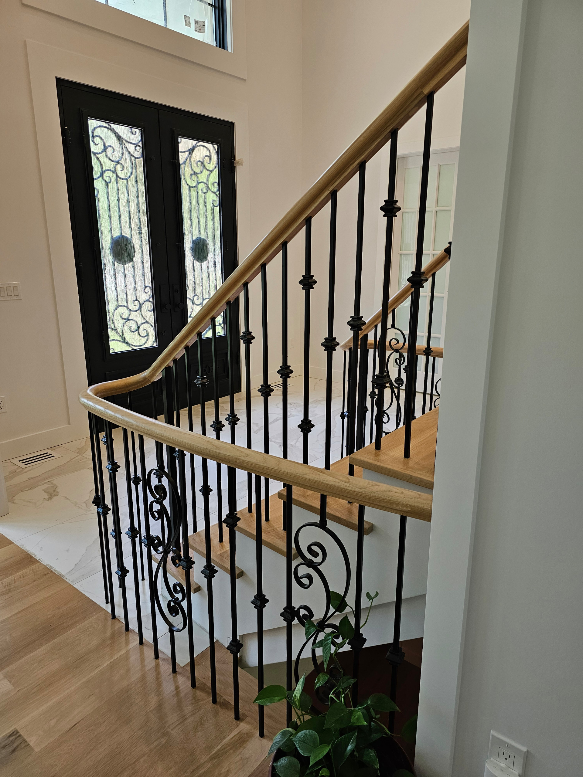 120_Luxurious White Oak Stair with Iron Balusters, Great Falls, 22066