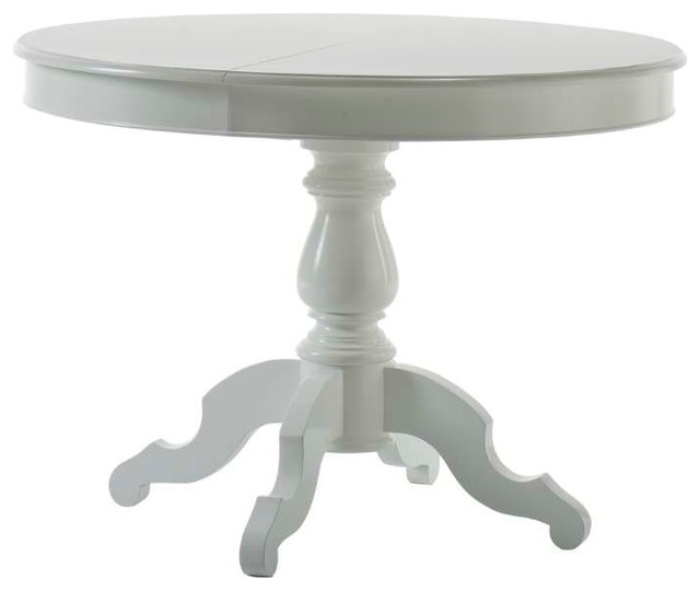 Extendable Round Dining Table, White