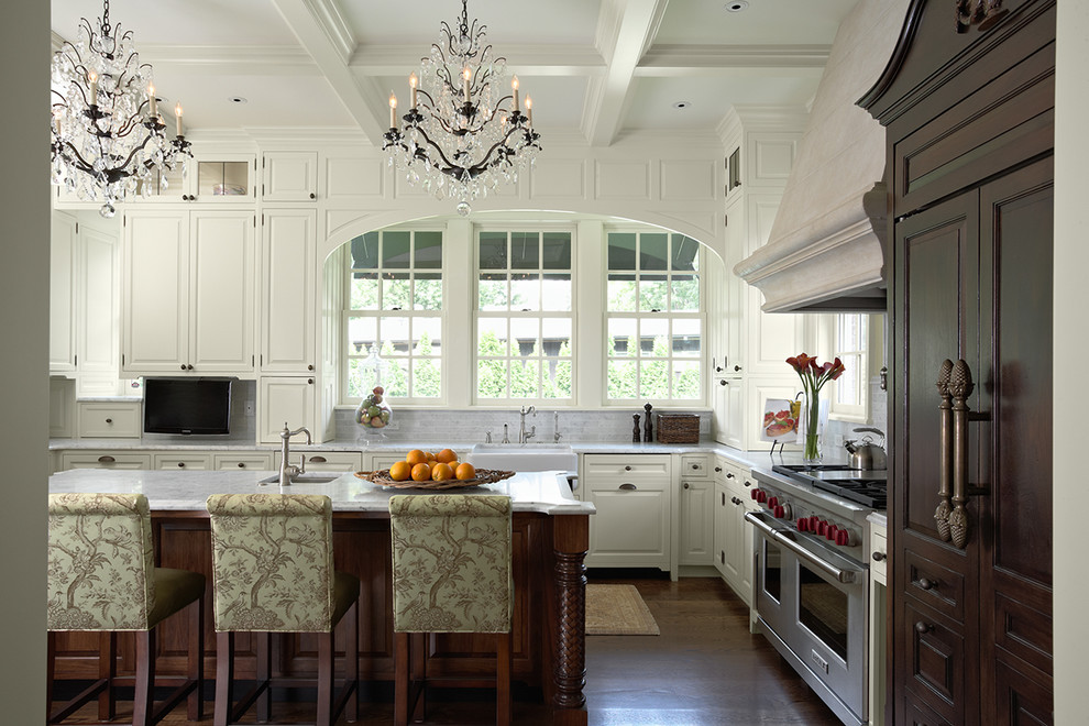Design ideas for a traditional kitchen in Minneapolis with a farmhouse sink.