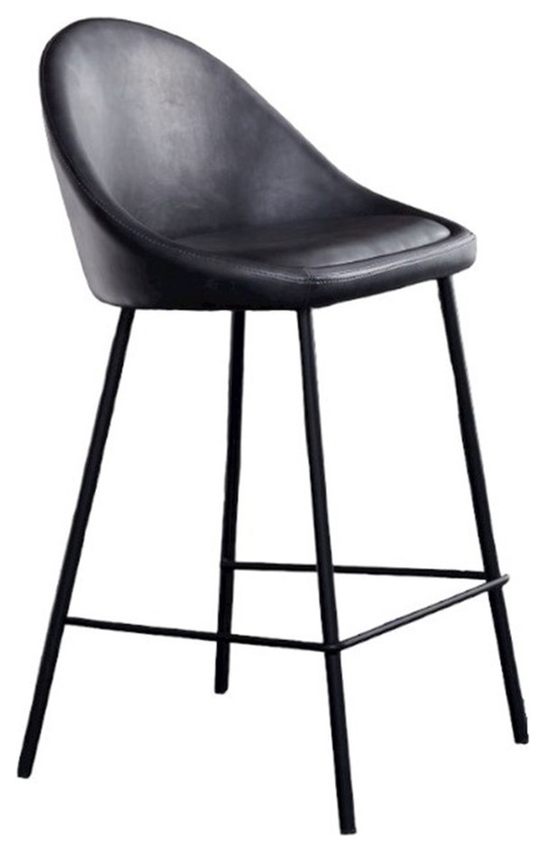 Plata Import Vero Modern 26'' Bar Stool in Black Faux Leather (Set Of 2