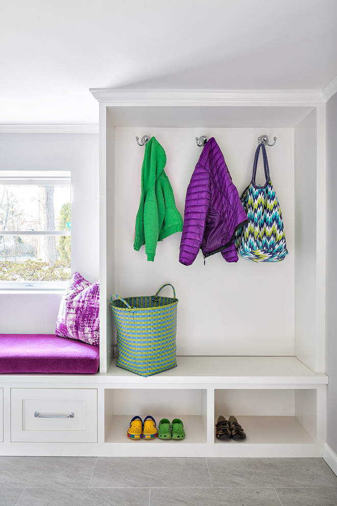 Inspiration for a transitional mudroom in New York.