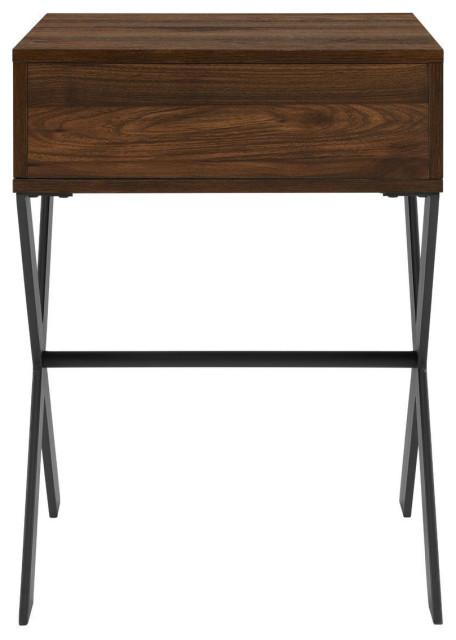 Walker Edison Brin 18"xLeg Metal and Wood Side Table, Dark Walnut ...