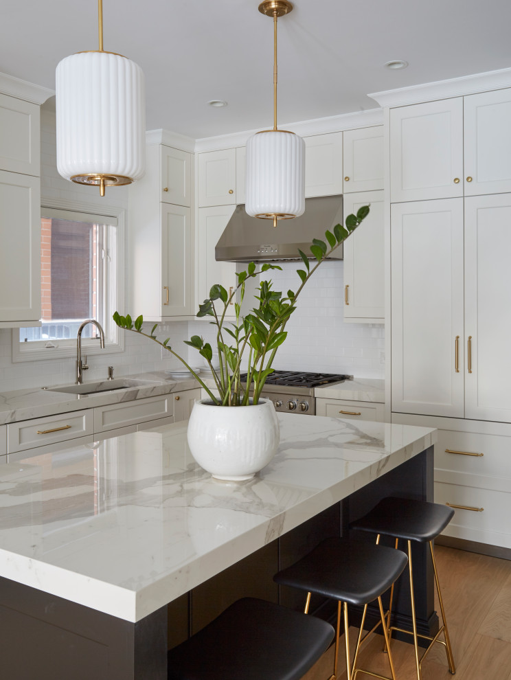 Example of a transitional kitchen design in Chicago
