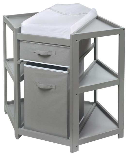 corner changing table grey