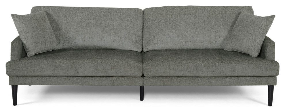 Daniel Contemporary 3-Seater Fabric Sofa With Accent Pillows, Gray/Dark Brown