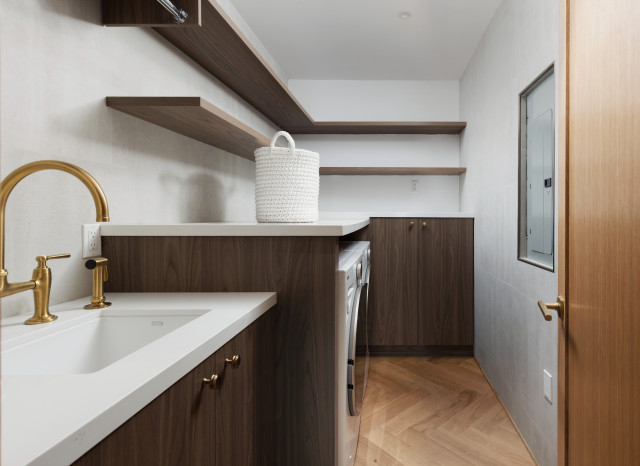 Laundry Room Remodel with Wood Cabinetry contemporary-utility-room
