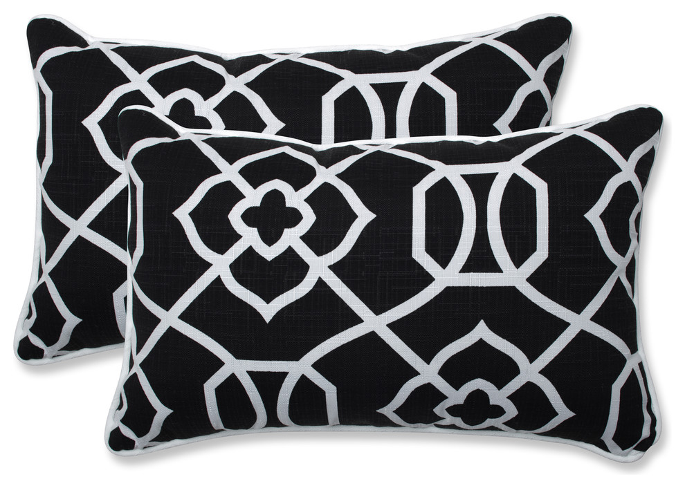 Kirkland Black Rectangular Throw Pillow Set of 2, 18.5"x11.5"x5
