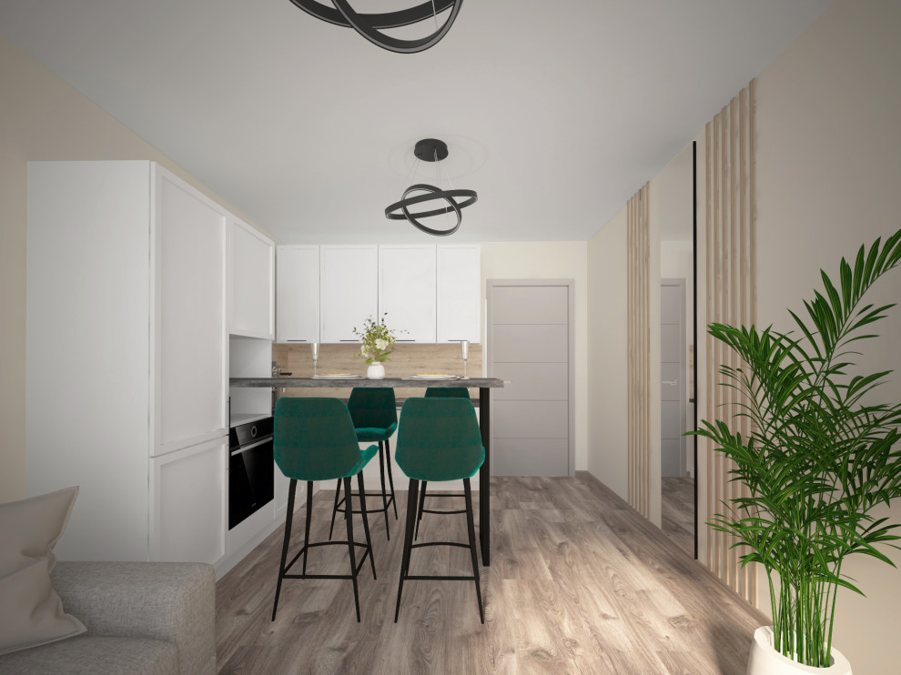 Кухня-гостиная в евродвушке. ЖК "Бунин".