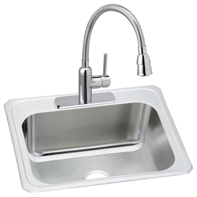 Elkay Pursuit Stainless Steel Top Mount Sink and Faucet Kit, Brushed