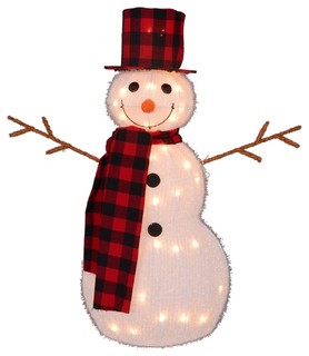 35 Lighted 3 D Snowman With Top Hat And Twig Arms Outdoor Christmas Decoration Outdoor Holiday Decorations By Northlight Seasonal