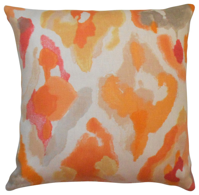 abstract watercolor decorative pillow cover orange and coral decorative pillows - Coral Decorative Pillows abstract watercolor decorative pillow cover orange and coral decorative pillows - Coral Decorative Pillows