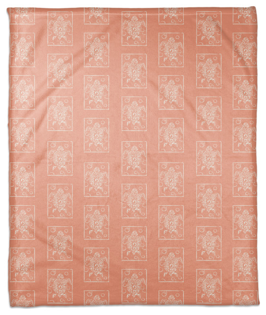 Sea Turtle Stamp Coral 50x60 Throw Blanket
