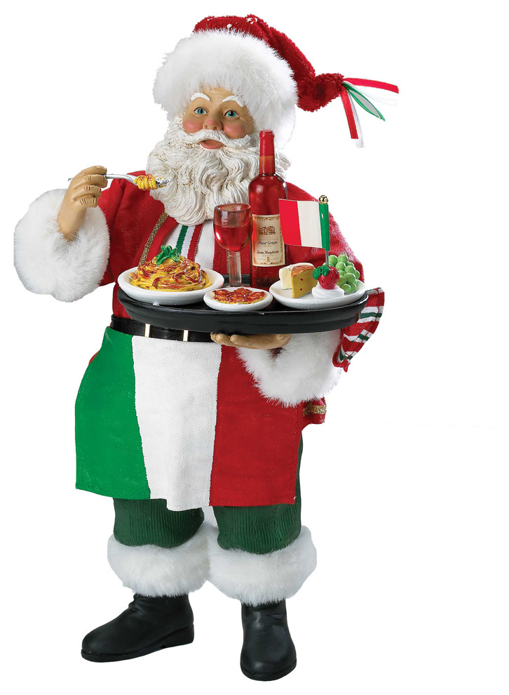 10.5" Musical Italian Santa Contemporary Holiday Accents And