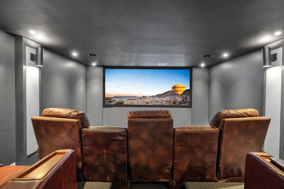 Custom Home Theater with Leather Recliners – Home Addition in Florham Park, NJ |