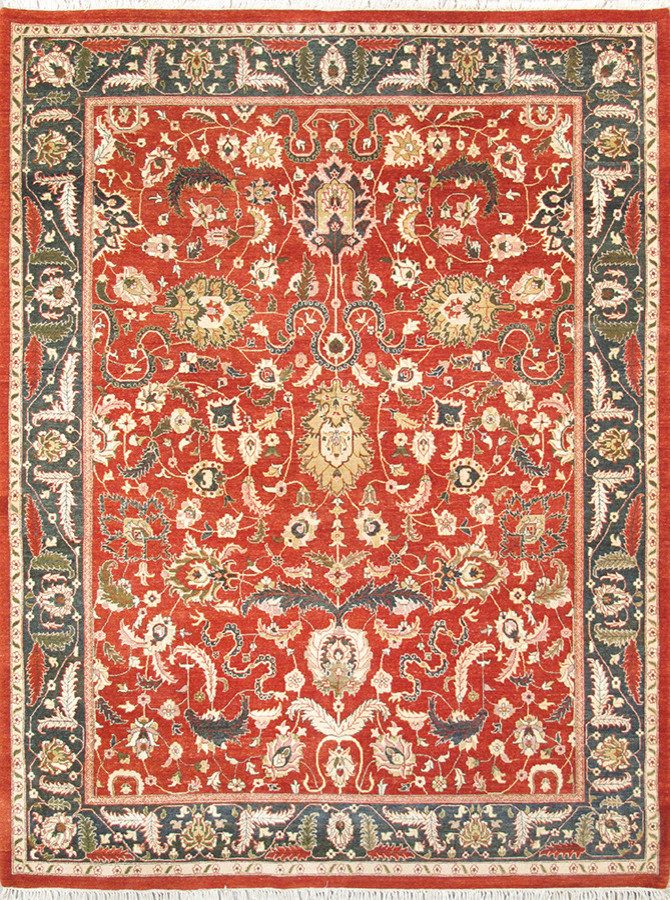 Pasargad Agra Collection Hand-Knotted Lamb's Wool Area Rug, 8'x10'7"