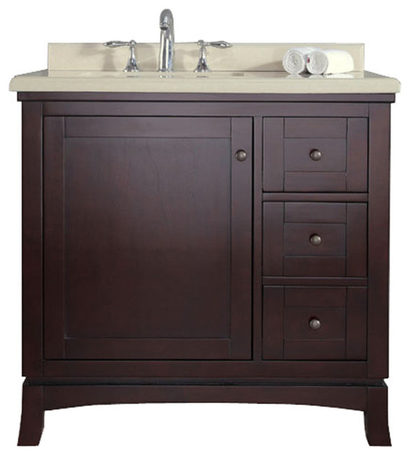 Dixie Vanity, 36" Traditional Bathroom Vanities And Sink