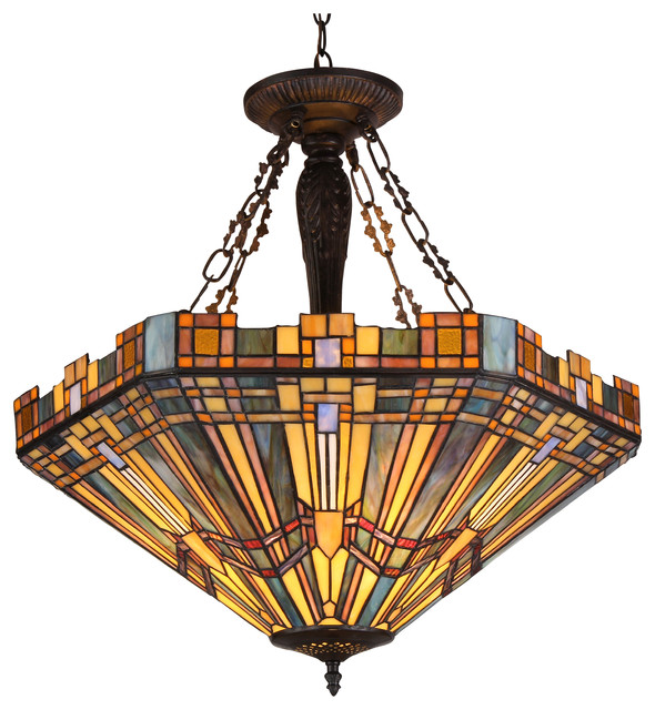 Saxon 3 Light Mission Inverted Ceiling, Mission Style Ceiling Light Fixture