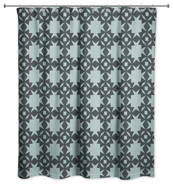 Folk Southwestern Pattern in Blue Shower Curtain