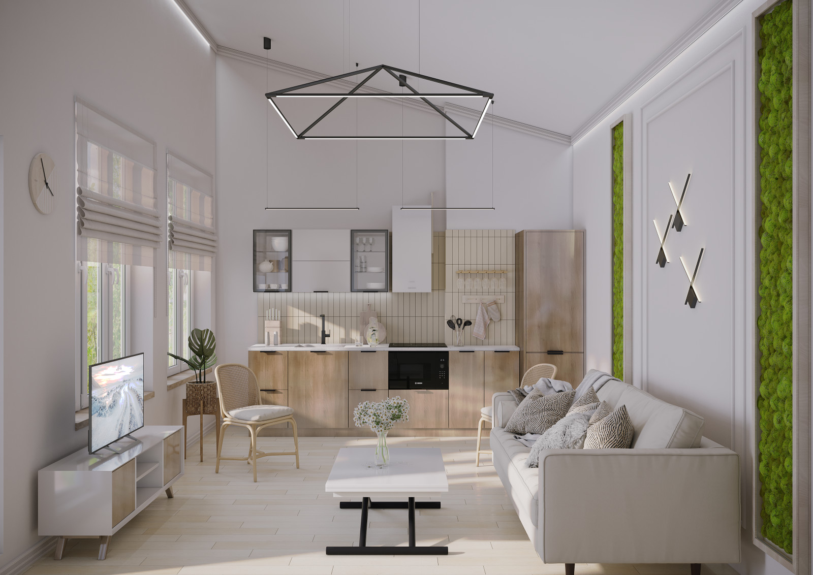 Кухня-гостиная в гостевом домике