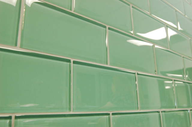 Sage Green Subway Glass Tiles  Modern  Bathroom  Hawaii  by Design For Less