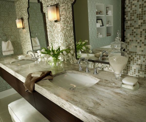 Gorgeous Bathroom In Corian Sandalwood Contemporary Bathroom