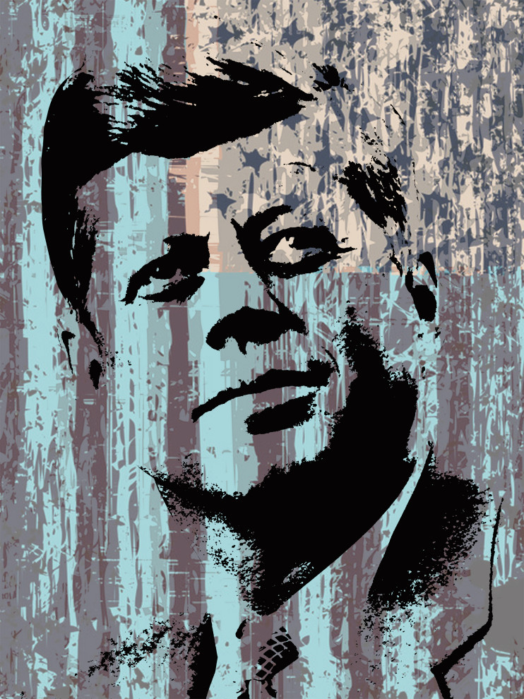 John F Kennedy JFK Pop Art Warhol style print, 18x24 Rolled