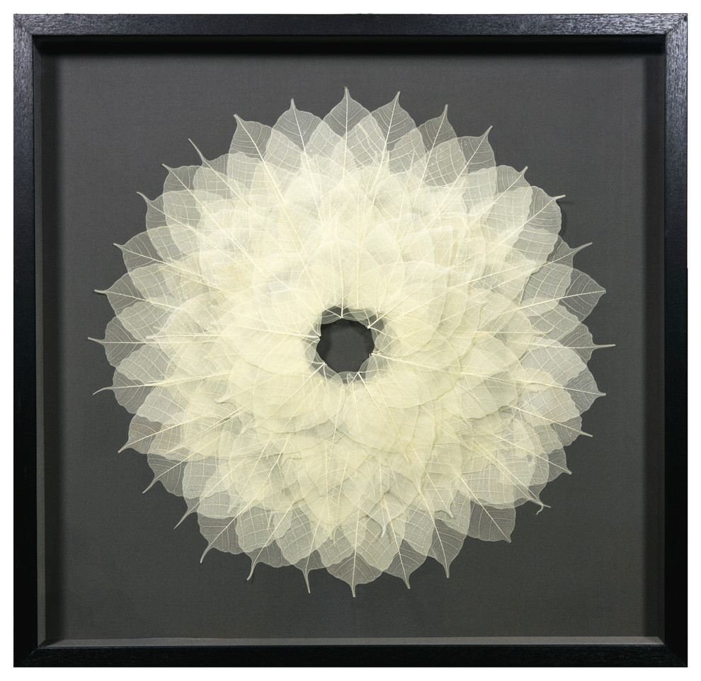 Tree Leaves Framed Shadow Box Wall Hanging Art, 31 1/2" Square