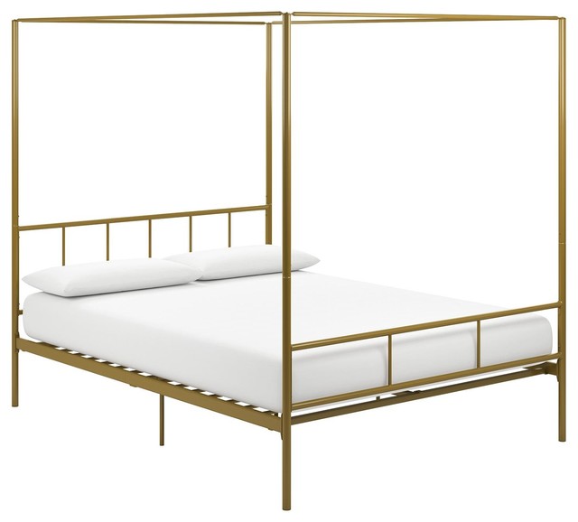Gold Canopy Bed Queen Hanaposy
