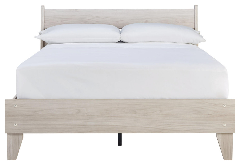 Socalle Contemporary Light Tan Panel Platform Bed Frame Transitional