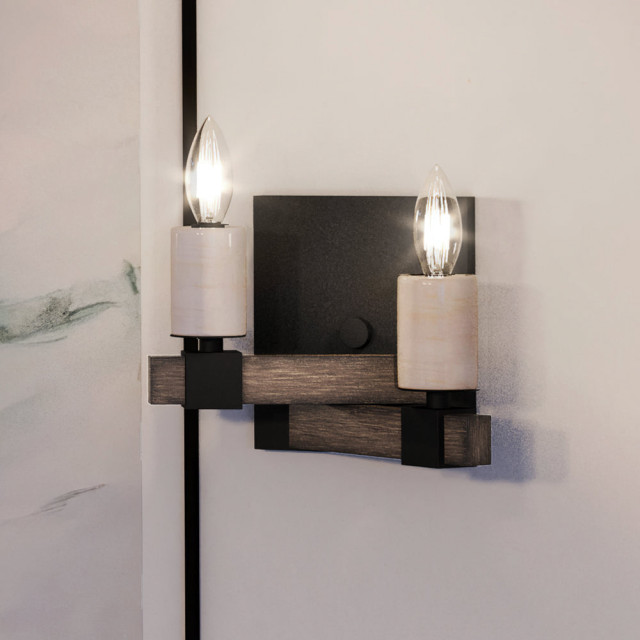 Luxury Modern Farmhouse Wall Sconce, Matte Black, UEX2051 Farmhouse