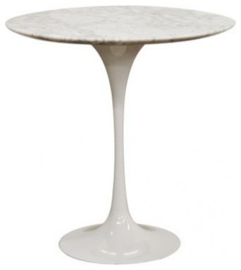 Wholesale Interiors Immer White Marble Midcentury-style End Table
