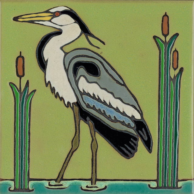 Blue Heron Ceramic Tile Hand Painted in USA