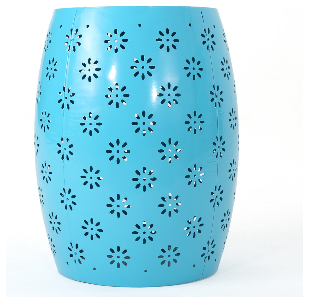 GDF Studio Breeze Outdoor 15" Iron Side Table Contemporary Outdoor