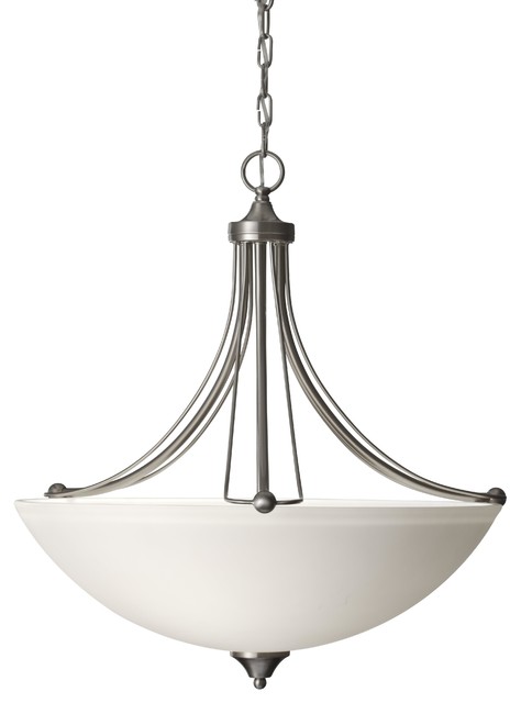 Murray Feiss F2732/3BS 3 Morgan 3 Light Bowl Pendant With White Opal Etched Glas