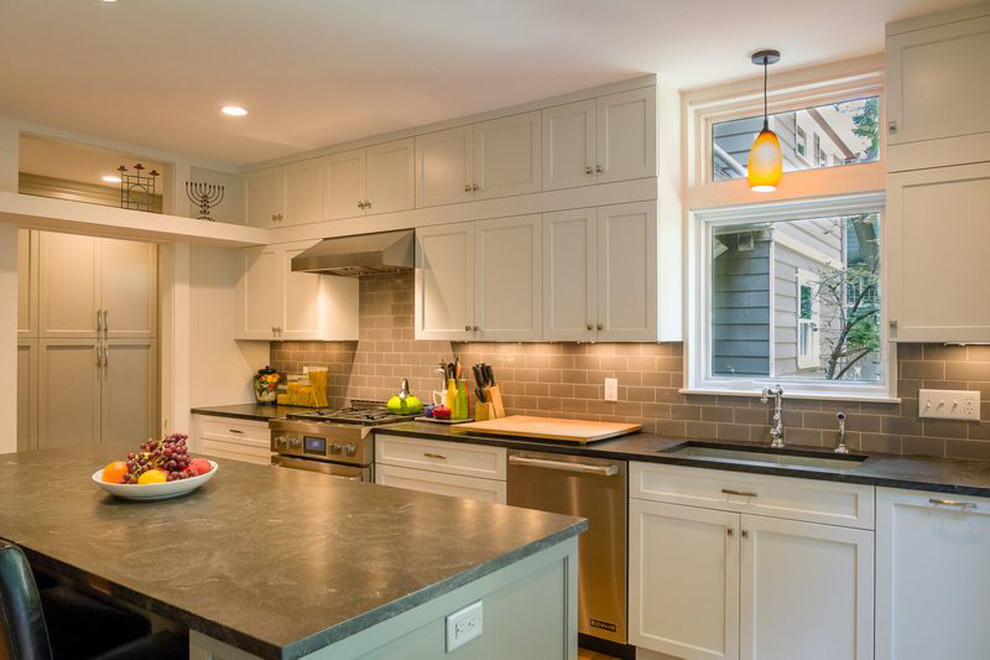 Transitional kitchen photo in Boston