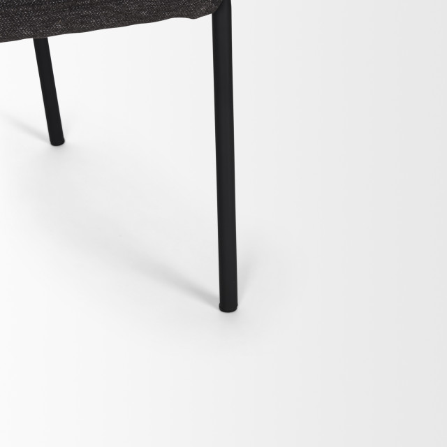 Brently Dining Chair With Gray Fabric and Matte Black Metal Legs, Set ...