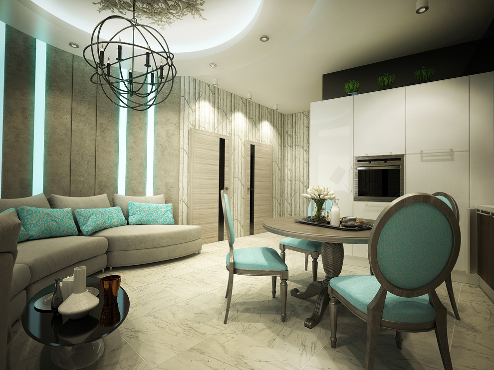 гостиная -кухня без окна