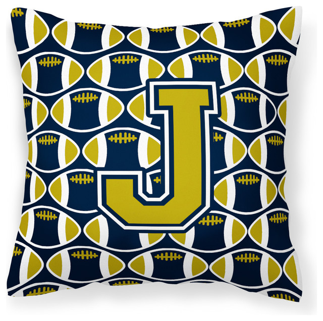 Letter J Football Blue and Gold Fabric Decorative Pillow - Contemporary ...