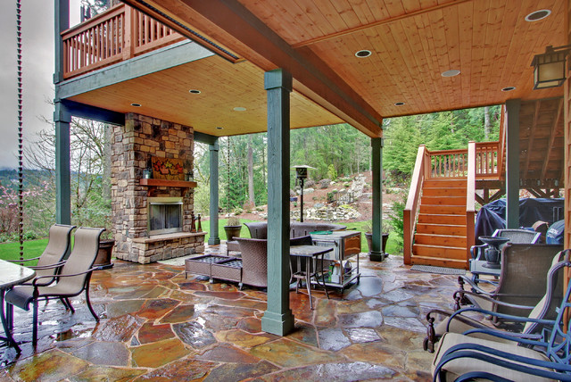 Two Level Covered Deck rustic