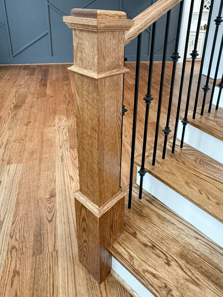 117_Distinct Oak Staircase with Iron Balusters & Oak Rail Profile, Chantilly VA