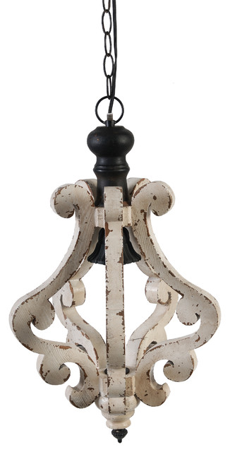 Ivory Bella Pendant Light Wood And Metal Farmhouse Pendant