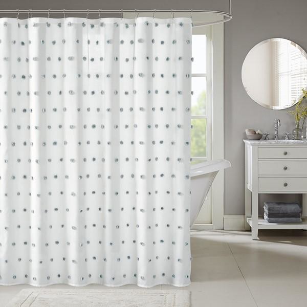 Madison Park Shower Curtain With White Finish MP703477 Contemporary