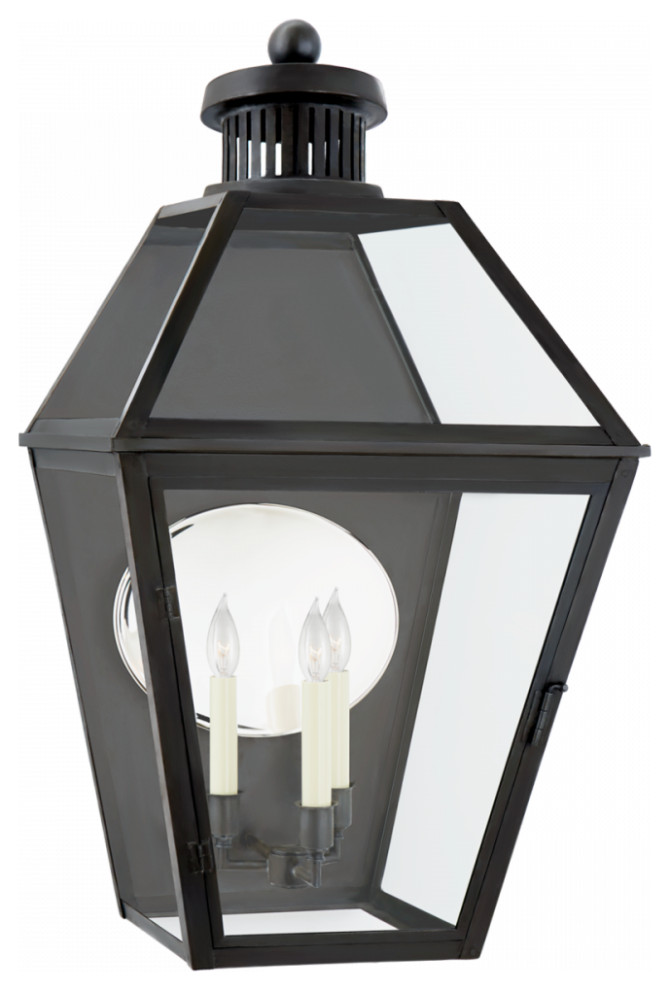Stratford 3/4 Outdoor Wall Lantern 3-Light Blackened Copper Clear Glass 32.5"H