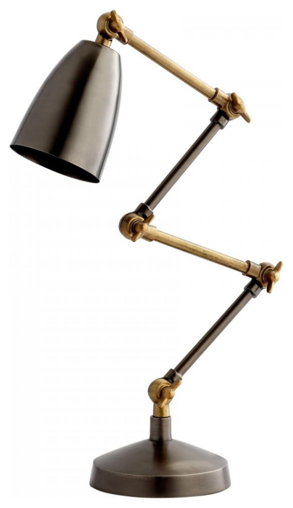 Angleton Desk Lamp, Bronze & Black, Aluminum Brass & Stainless Steel, 23.75"H