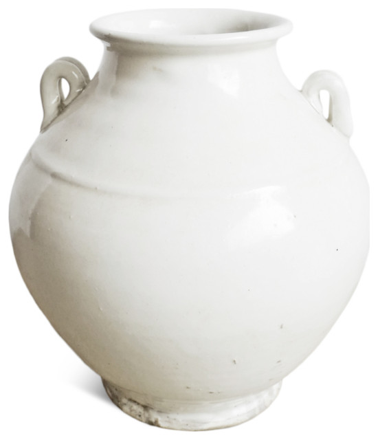 White Ceramic Milk Jug Transitional Vases by Design Mix Furniture