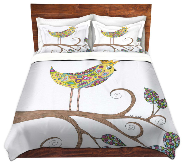 Bird Talk Twill Duvet Cover, Queen/Full Duvet 88"x88"