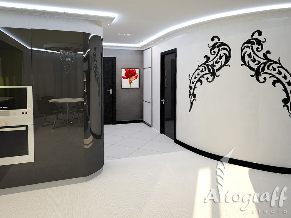 Черно-белая квартира для молодой семьи