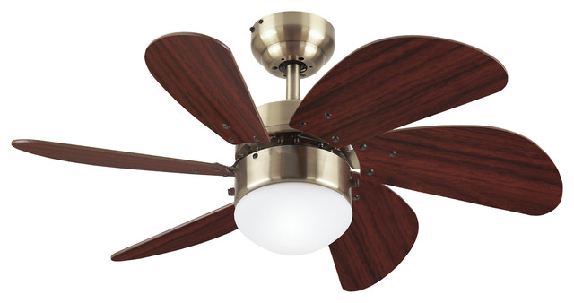 Westinghouse 30 Antique Brass 6 Blade Ceiling Fan With Frosted Globe